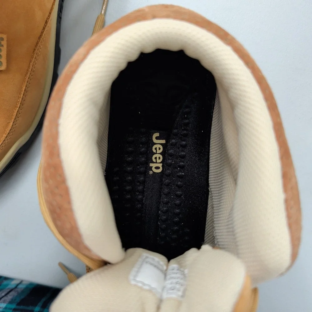 Jeep Tahoe Chamois Mens Hiking Boots Tan Leather Mid Top Skid Resistant 10M